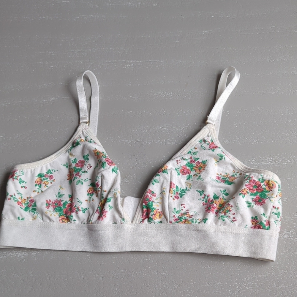 Kilo Brava Bralette White‎ Floral Cotton size Large